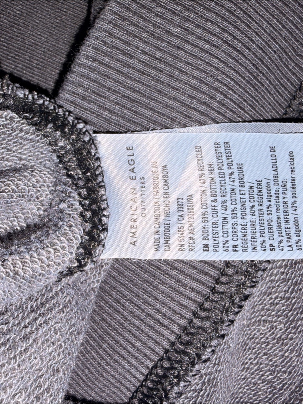 Aerie “Seriously lives in” Charcoal Cropped Crewneck Sweatshirt Sz XL - Picture 5 of 5